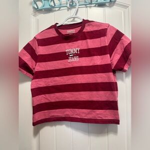 Tommy Hilfiger woman’s crop top  Striped Pink and Red T-Shirt